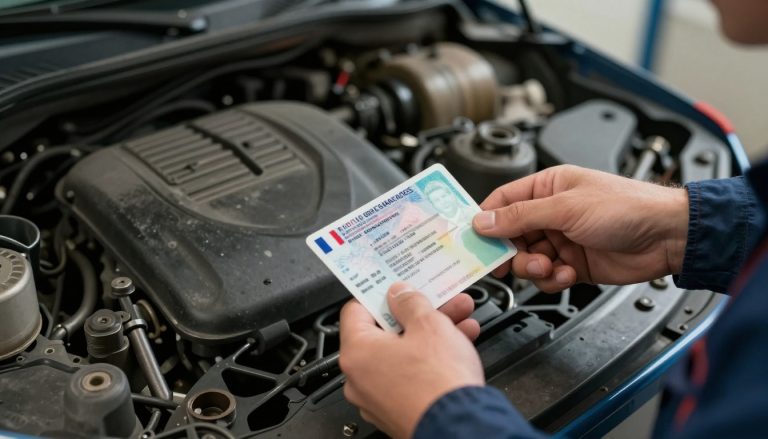 mains d'un mécanicien échangeant un permis étranger en France