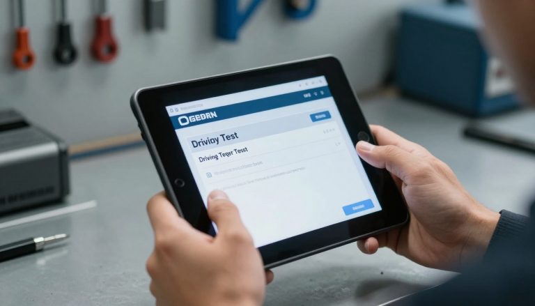 candidat passant l'examen du code de la route sur tablette