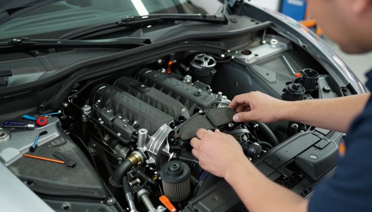 gros plan moteur lamborghini gallardo en garage authentique