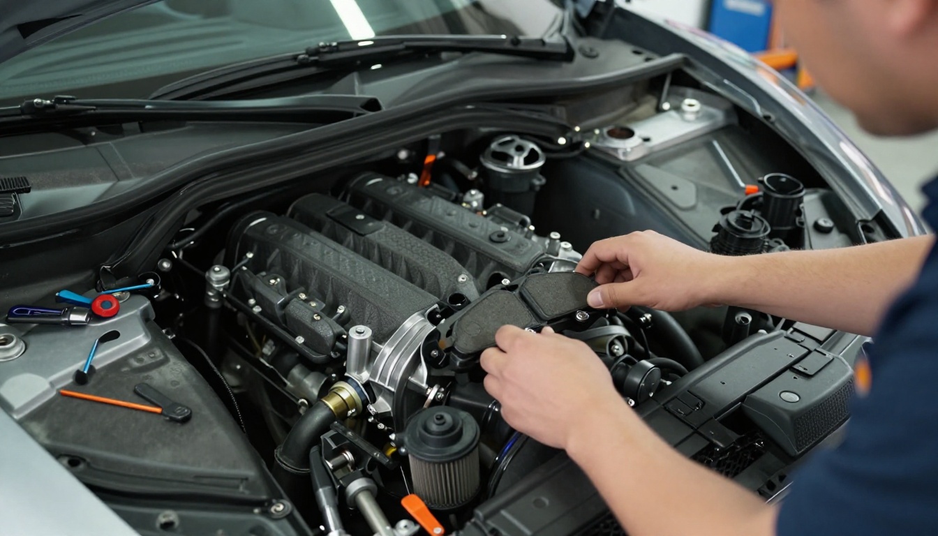 gros plan moteur lamborghini gallardo en garage authentique